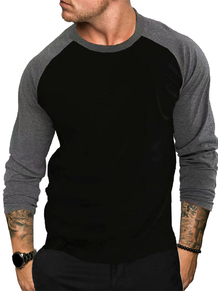 Men's Contrast Color Long Sleeve Raglan T-Shirt Casual Top
