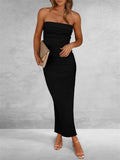 Ladies Party Classy Side Slit Ribbed Tube Dress
