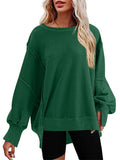 Women's Oversized Crew Neck Side Slit Street Sweatshirt