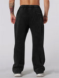 Men's Casual Printed Sports Elastic Waist Wide Leg Straight Trousers