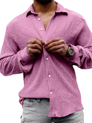 Comfortable Lapel Long Sleeve Loose Linen Shirt for Men