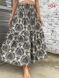 Women's Flowy Bohemian Floral Print Chiffon Long Skirt