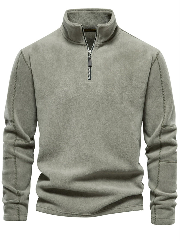 Men's Stand Collar Half-zipper Pullover Autumn Long Sleeve Fleece Tops