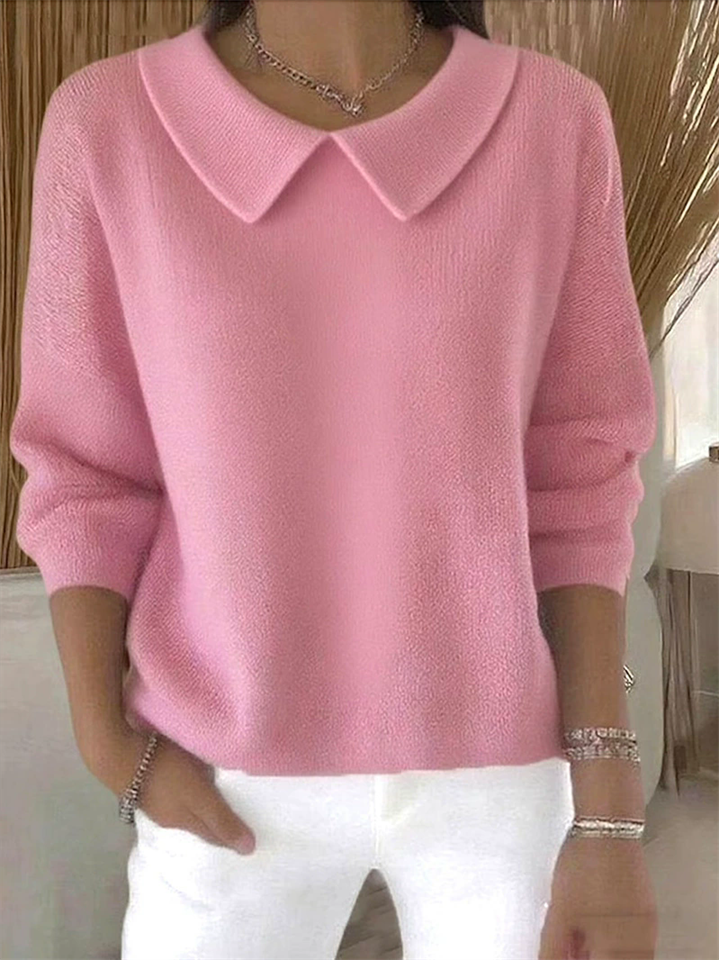 Women's Autumn Comfy Solid Color Peter Pan Collar Long Sleeve Shirts