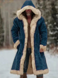 ‌Men's Winter Long Faux Fur Lined Cardigan Parka Coat with Hood