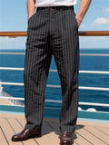 Men's Summer Lightweight Casual Striped Linen Pants
