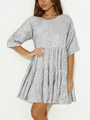 Beautiful Sequins Loose Short Fairy Dress for Women