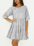 Beautiful Sequins Loose Short Fairy Dress for Women