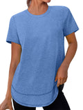 Women's Simple Summer Solid Color Pullover Round Neck Short Sleeve T-shirt