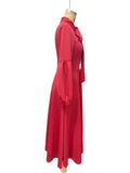 Women's Trendy Solid Color Puff Sleeve Bowknot Big Hem Dress
