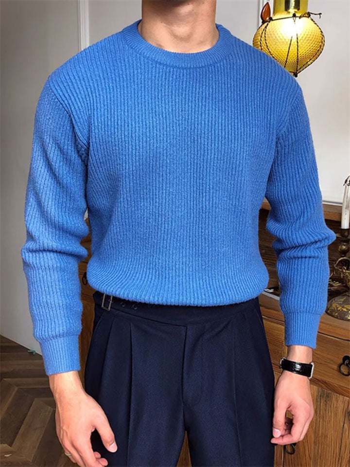 Men's Autumn Solid Color Round Neck Pullover Knitted Sweaters