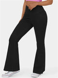 Women's Solid Color Fitted High Stretch Flared Pants