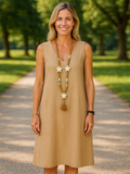Vintage V-neck Sleeveless Summer Dresses for Women