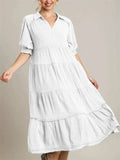 Women's Comfy Solid Color V Neck Casual Layered Dress