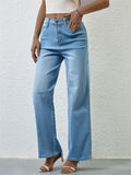 Women's Casual High Rise Straight Leg Denim Pants