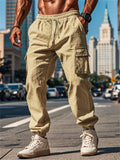 Men's Casual Linen Pockets Drawstring Jogger Pants