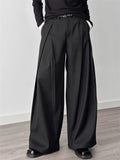 Men's Cool High Street Wrinkled Design Wide-Leg Casual Suit Pants