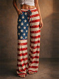 Women American Flag High Waist Patriotic Lounge Wide Leg Pants