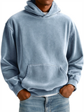 Men's Winter Thicken Solid Color Kangaroo Pocket Hooded Sweatshirts