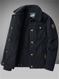 ‌Men’s Winter Cotton Lapel Thermal Fleece Lined Coat with Pockets