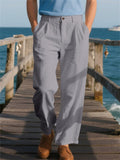 Male's Solid Color Casual Loose Straight Wide Leg Suit Trousers