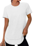 Women's Simple Summer Solid Color Pullover Round Neck Short Sleeve T-shirt