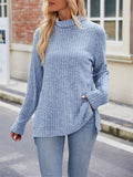 Women's Striped Texture High Neck Slim Fit Shirt