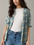 Women's Casual Long Sleeve Button Plaid Blouses