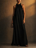 Women Summer Elegant  Ruffle Halter Maxi Gown Dress