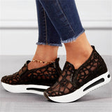 Female Korean Style Summer Breathable Sequin Lace Mesh Loafers