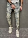 Men's Blue Ripped Elastic Slim Fit Casual Jeans