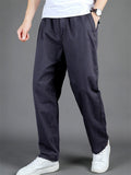Simple Casual Slim Fit Casual Elastic Waist Cargo Trousers for Men