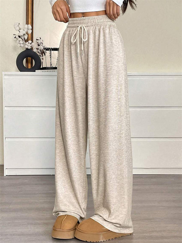 ‌Autumn Simple Plain Color Elastic Waist Wide Leg Pants for Women‌