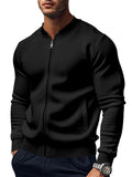 Men's Spring Contrast Color Baseball Collar Zip Jacket Coat