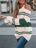 Women's Sexy Strapless Backless Striped Pullover Sweater