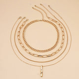 Women's 4pcs/Set Fashion Punk Style Layered Chain Necklaces