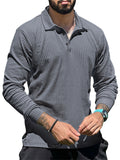 Men's Fall Slim Fit Stripe Texture Golf Shirt
