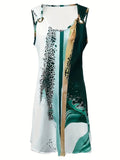 Women's Retro Elegant Printed Knee Length Sleeveless Dress