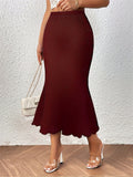 Women's Summer Solid Color Fishtail Midi Length Skirts