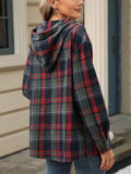 Women's Casual Autumn Contrast Color Plaid Long Sleeve Hoodies