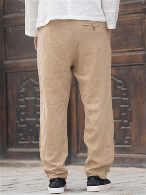 Men's Zen Style Retro Solid Color Relaxed Fit Pants