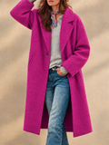 Women Wool Blend Long Lapel Single Breasted Winter Overcoat