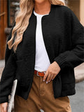 Women's Autumn Trendy Solid Color Texture Polo Collar Long Sleeve Coats