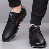 Men's Trendy Faux Leather Contrast Color Lace Up Flats Shoes