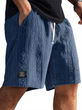 Men's Casual Comfy Summer Solid Color Jacquard Drawstring Shorts