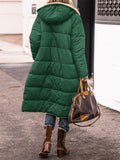 Women's Long Hooded Jacket Fleece Reversible Coat