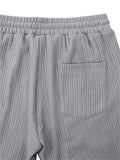 Men's Loose Drawstring Stripe Texture Straight-Leg Pants