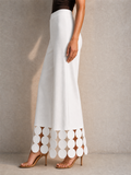 Womens High Waisted Wide Leg Pants with Circular Hem