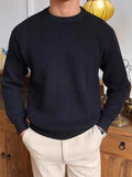 Men's Autumn Solid Color Round Neck Pullover Knitted Sweaters