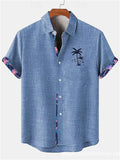 Men's Summer Holiday Style Contrast Trim Printed Lapel Short Sleeve Shirts